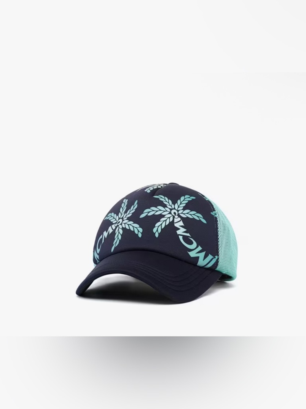 MCM Neoprene cap with Palm Tree monogram print and mesh trim